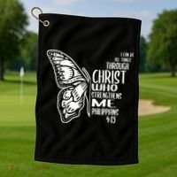 I Can Do All Things Through Christ Butterfly Golf Towel thumb 1