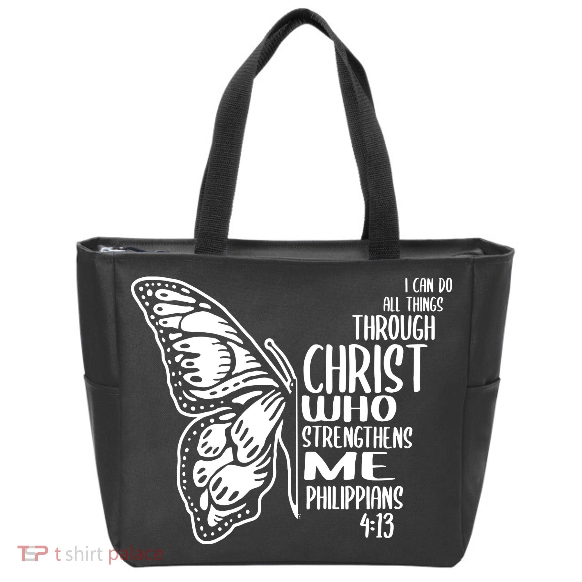 I Can Do All Things Through Christ Butterfly Tote Bag