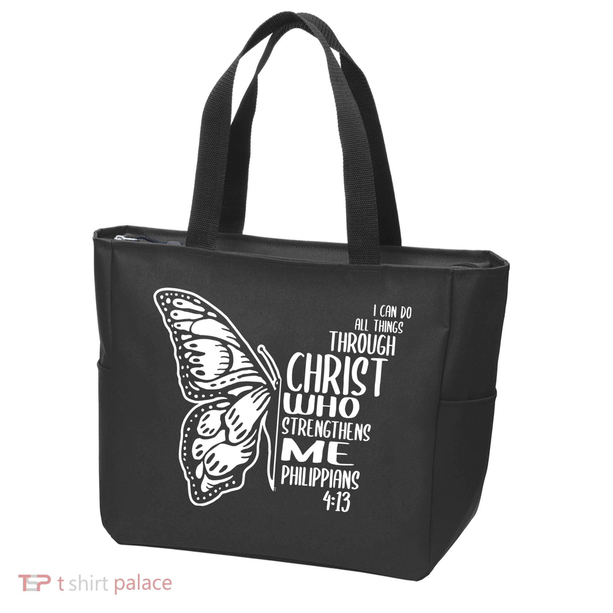 I Can Do All Things Through Christ Butterfly Tote Bag