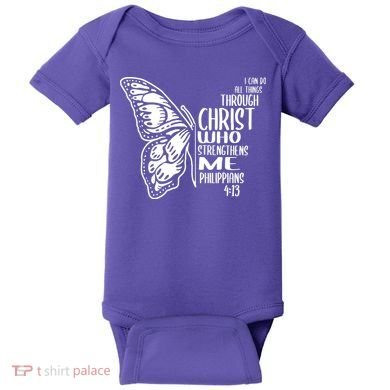 I Can Do All Things Through Christ Butterfly Baby Bodysuit