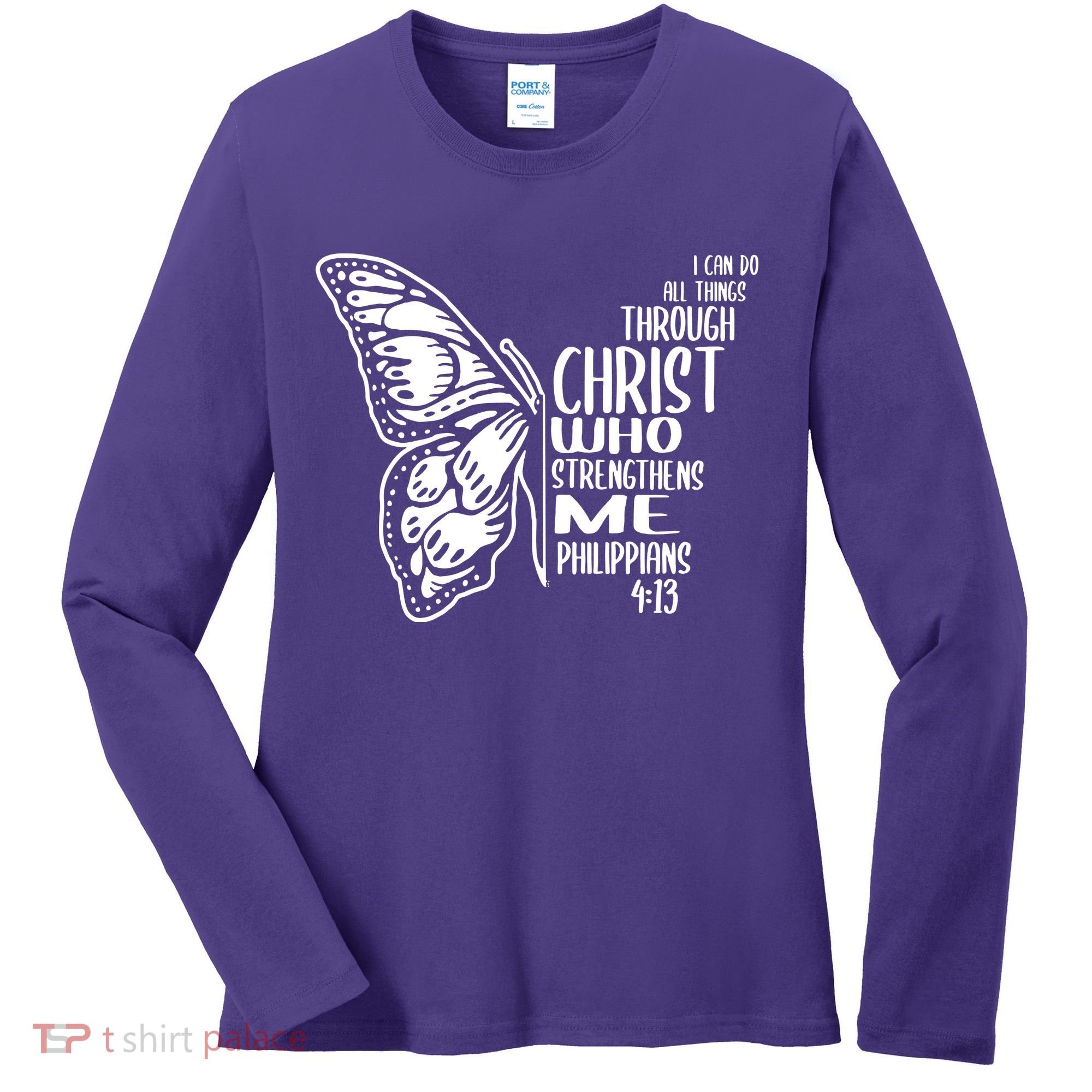 I Can Do All Things Through Christ Butterfly Women's Long Sleeve Shirt