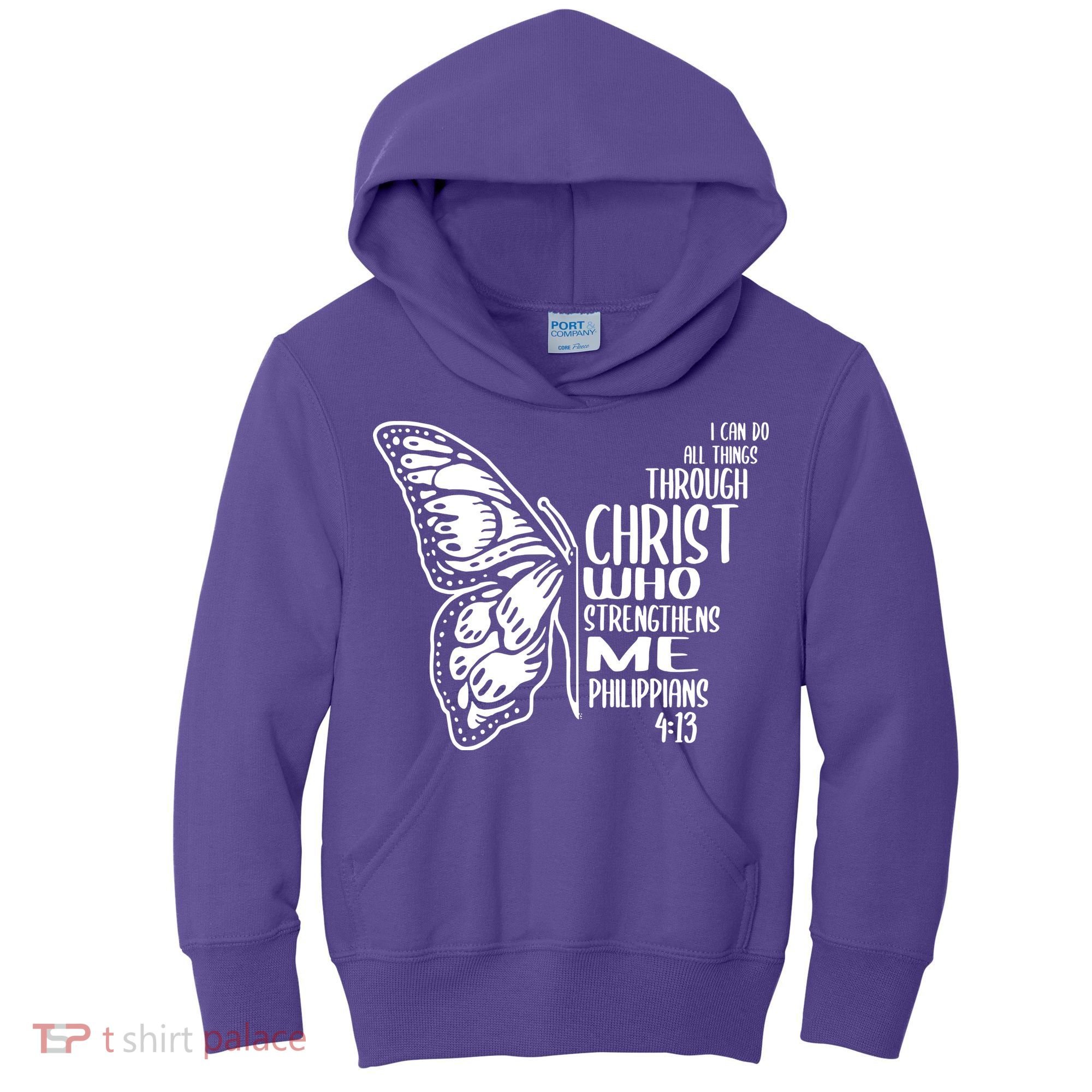 I Can Do All Things Through Christ Butterfly Kids Hoodie