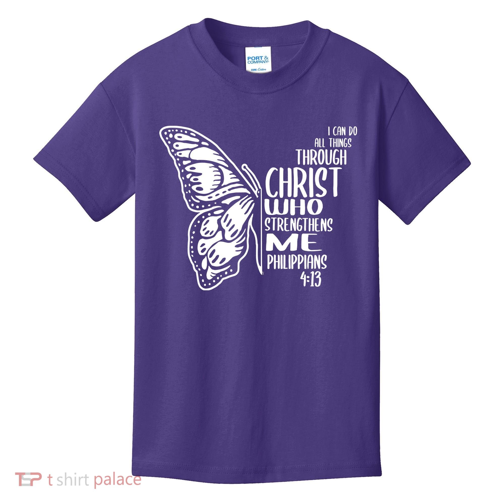 I Can Do All Things Through Christ Butterfly Kids T-Shirt