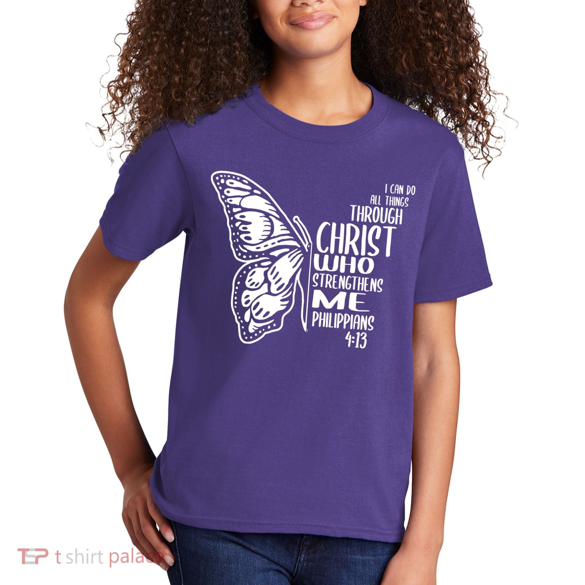 I Can Do All Things Through Christ Butterfly Kids T-Shirt