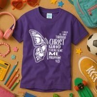 I Can Do All Things Through Christ Butterfly Kids T-Shirt thumb 3