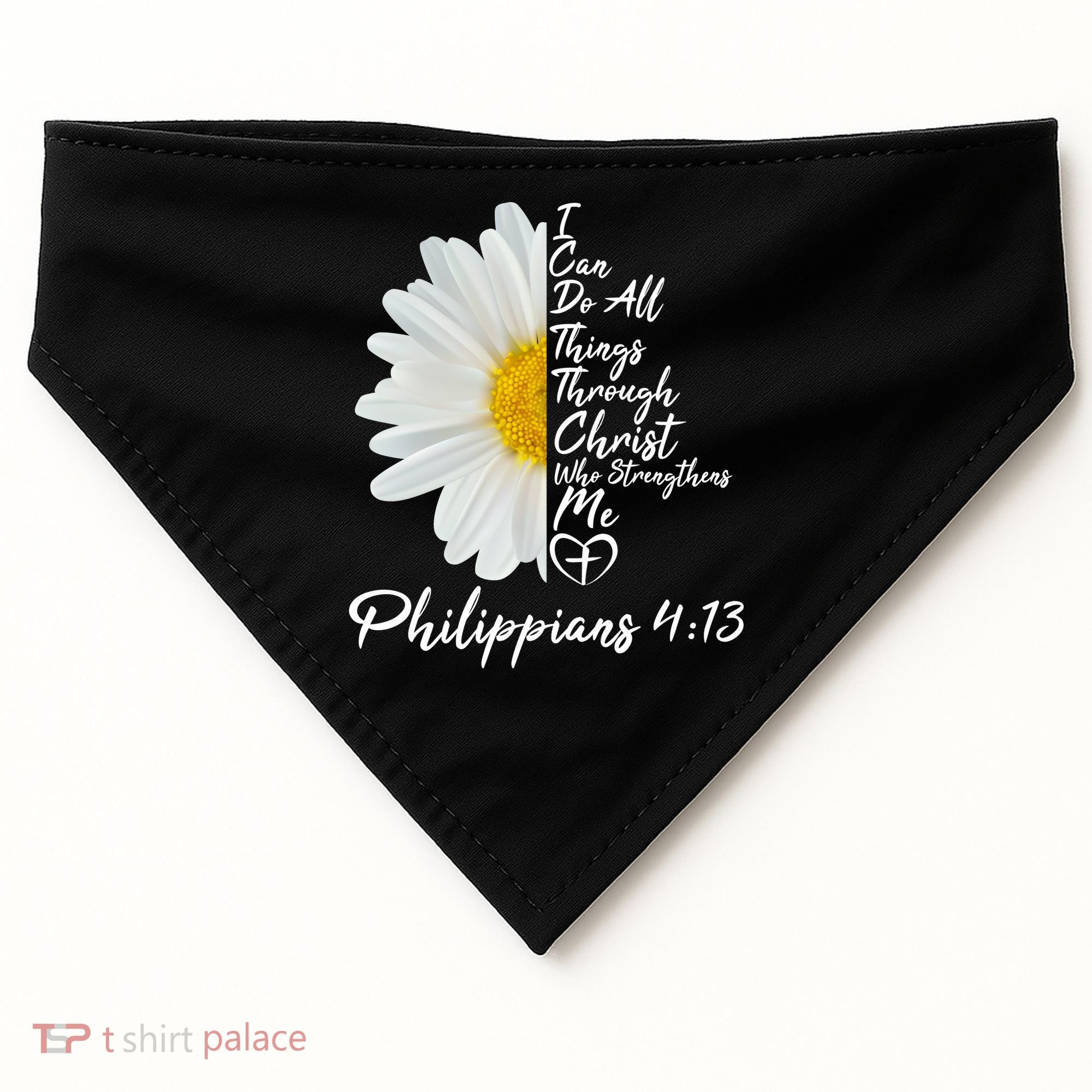 I Can Do All Things Through Christ Who Strengthens Me Philippian 4 13 Flower USA-Made Doggie Bandana