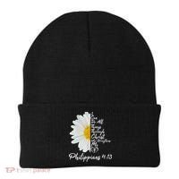 I Can Do All Things Through Christ Who Strengthens Me Philippian 4 13 Flower Beanie thumb 0