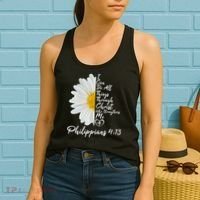 I Can Do All Things Through Christ Who Strengthens Me Philippian 4 13 Flower Women's Tank Top thumb 2