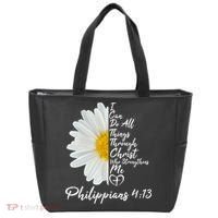 I Can Do All Things Through Christ Who Strengthens Me Philippian 4 13 Flower Tote Bag thumb 0