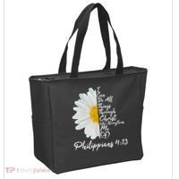 I Can Do All Things Through Christ Who Strengthens Me Philippian 4 13 Flower Tote Bag thumb 2