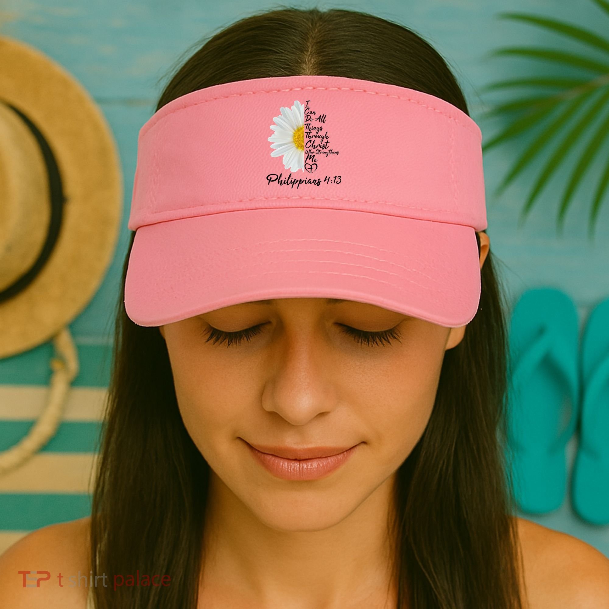 I Can Do All Things Through Christ Who Strengthens Me Philippian 4 13 Flower Visor