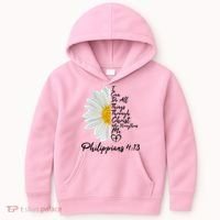 I Can Do All Things Through Christ Who Strengthens Me Philippian 4 13 Flower Kids Hoodie thumb 0