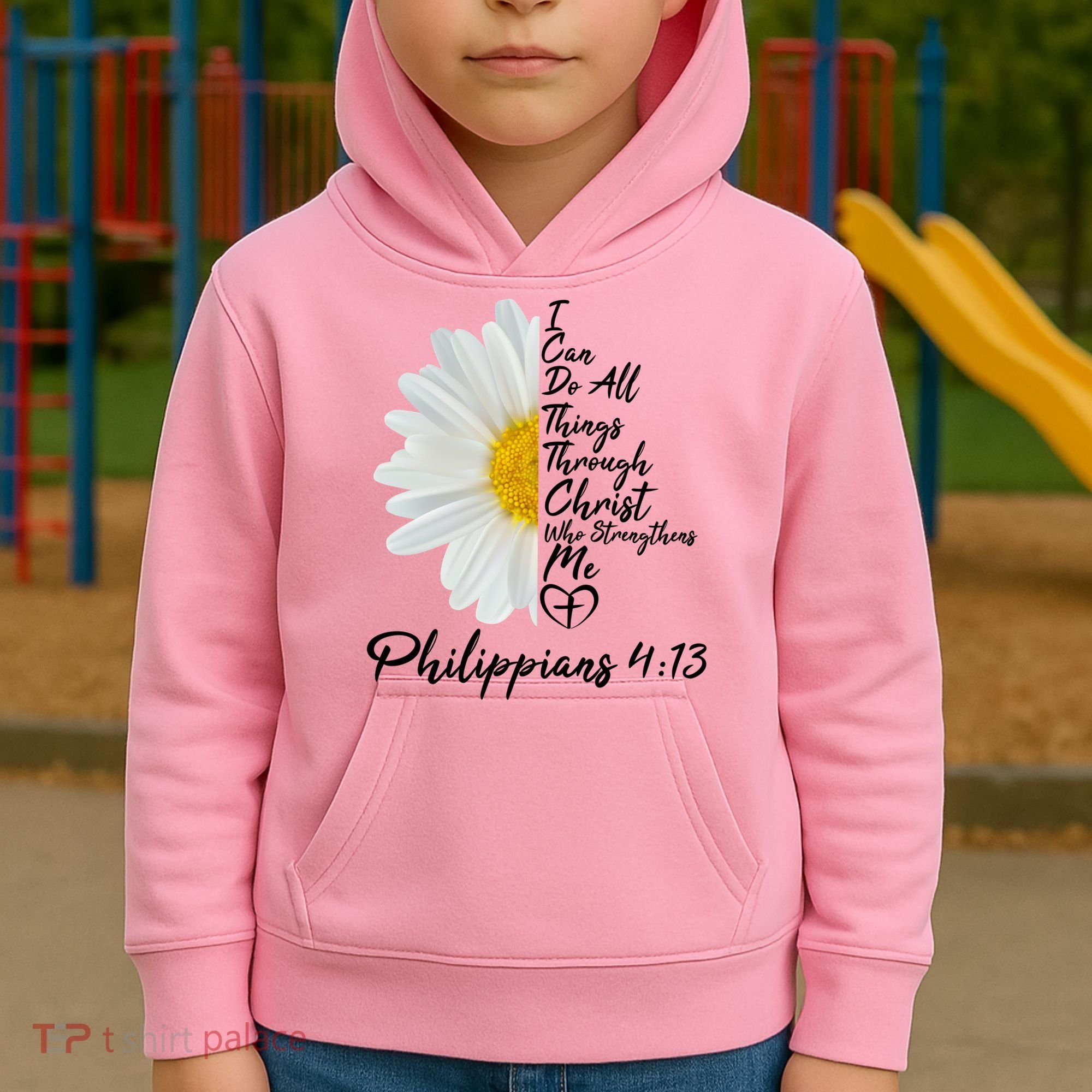 I Can Do All Things Through Christ Who Strengthens Me Philippian 4 13 Flower Kids Hoodie