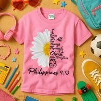 I Can Do All Things Through Christ Who Strengthens Me Philippian 4 13 Flower Kids T-Shirt thumb 3