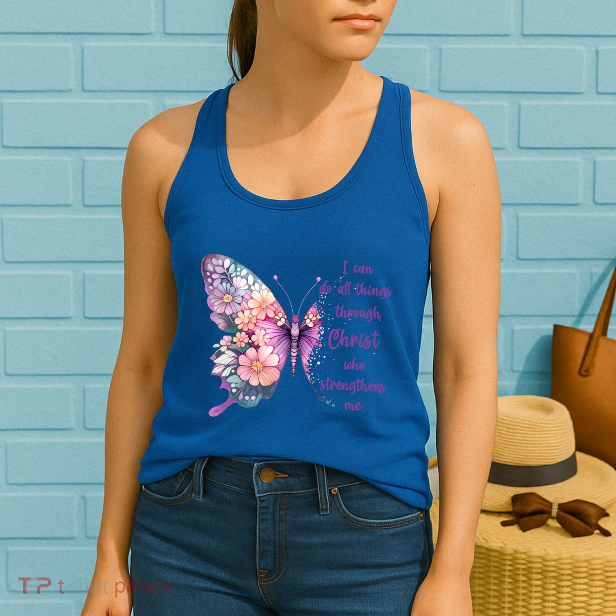 I Can Do All Things Through Christ Pretty Butterfly Great Gift Women's Tank Top