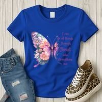 I Can Do All Things Through Christ Pretty Butterfly Great Gift Women's T-Shirt thumb 3