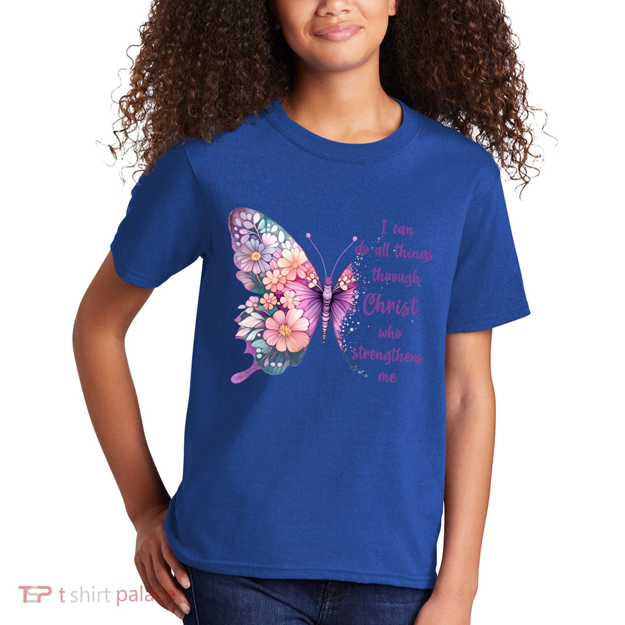 I Can Do All Things Through Christ Pretty Butterfly Great Gift Kids T-Shirt