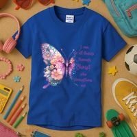 I Can Do All Things Through Christ Pretty Butterfly Great Gift Kids T-Shirt thumb 3