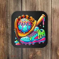 Ice Cream Drip Baseball Stuff Baseball Drip For Graphic Coaster thumb 0