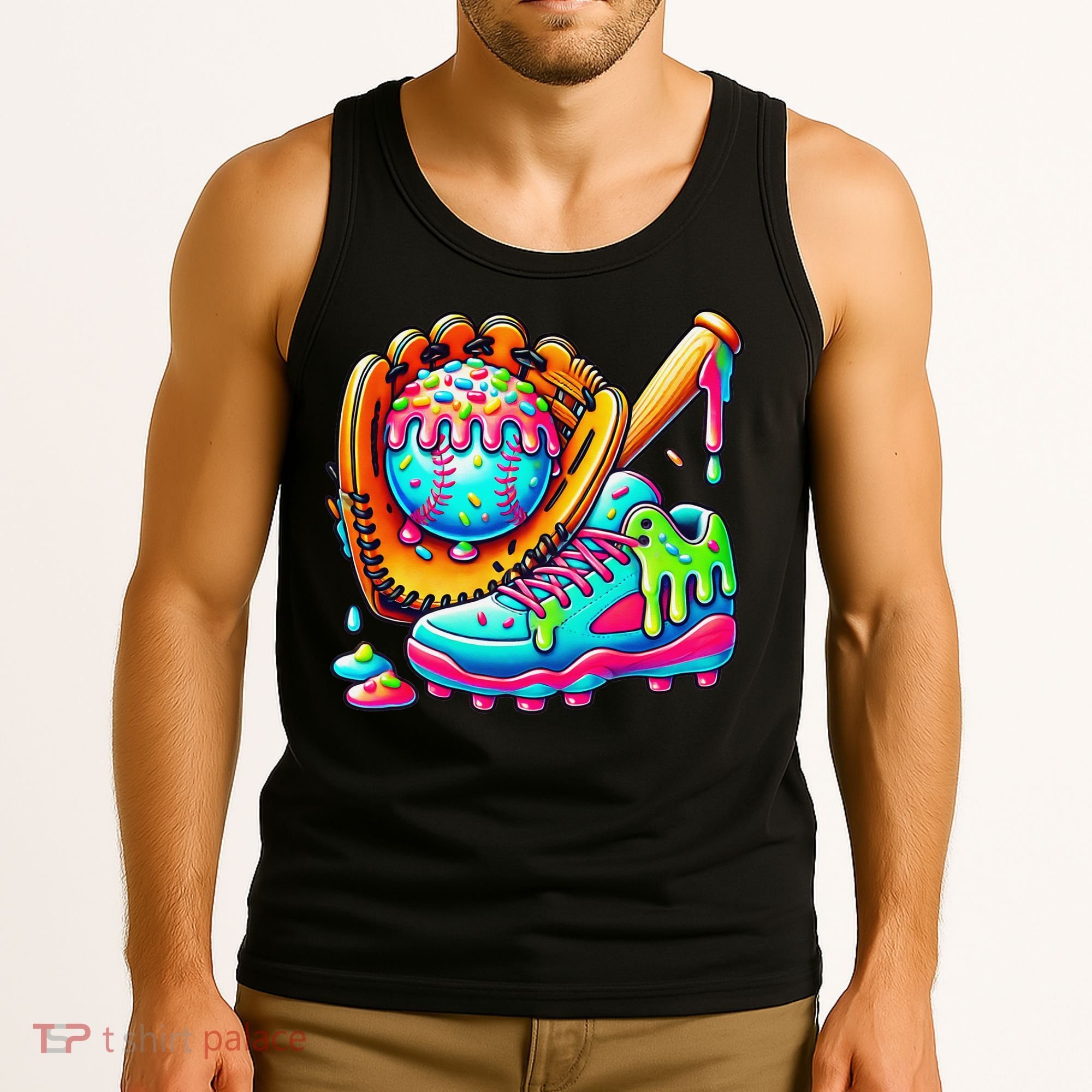 Ice Cream Drip Baseball Stuff Baseball Drip For Graphic Tank Top