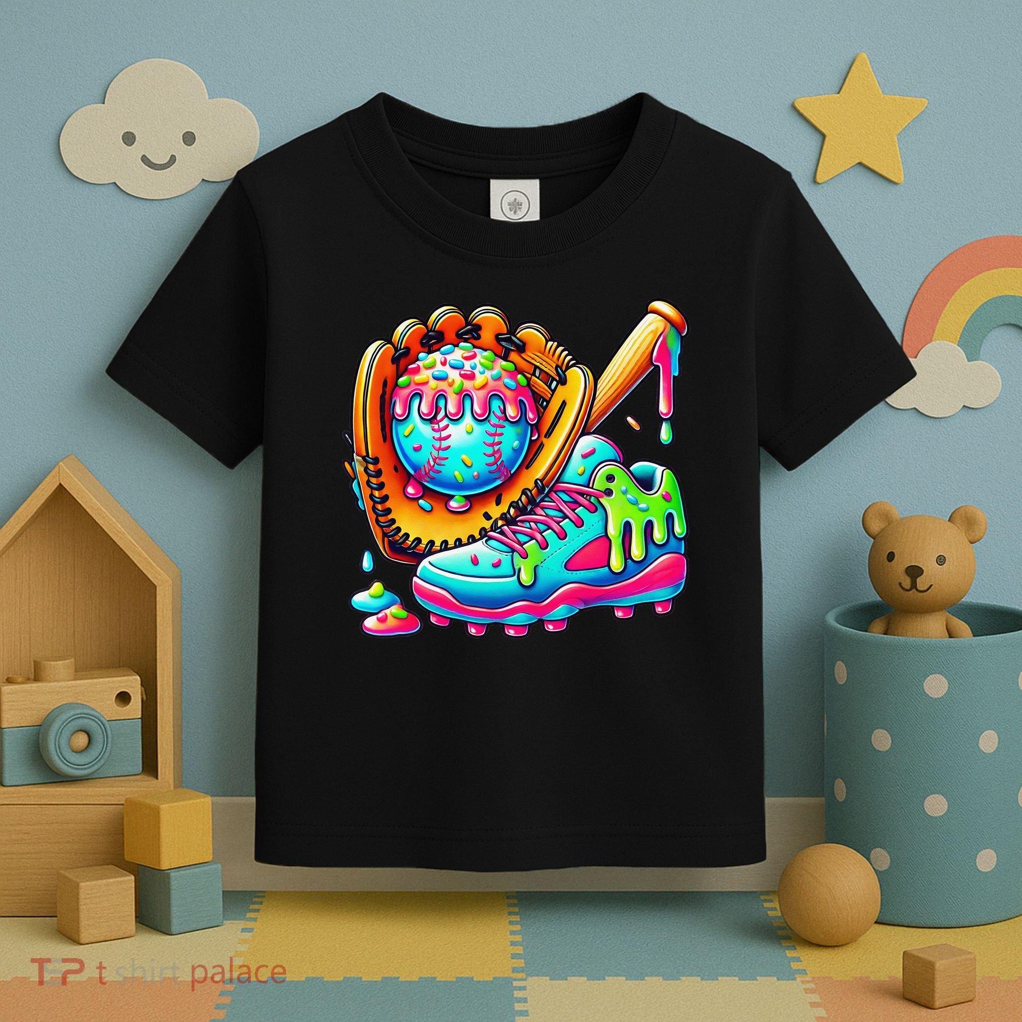 Ice Cream Drip Baseball Stuff Baseball Drip For Graphic Toddler T-Shirt
