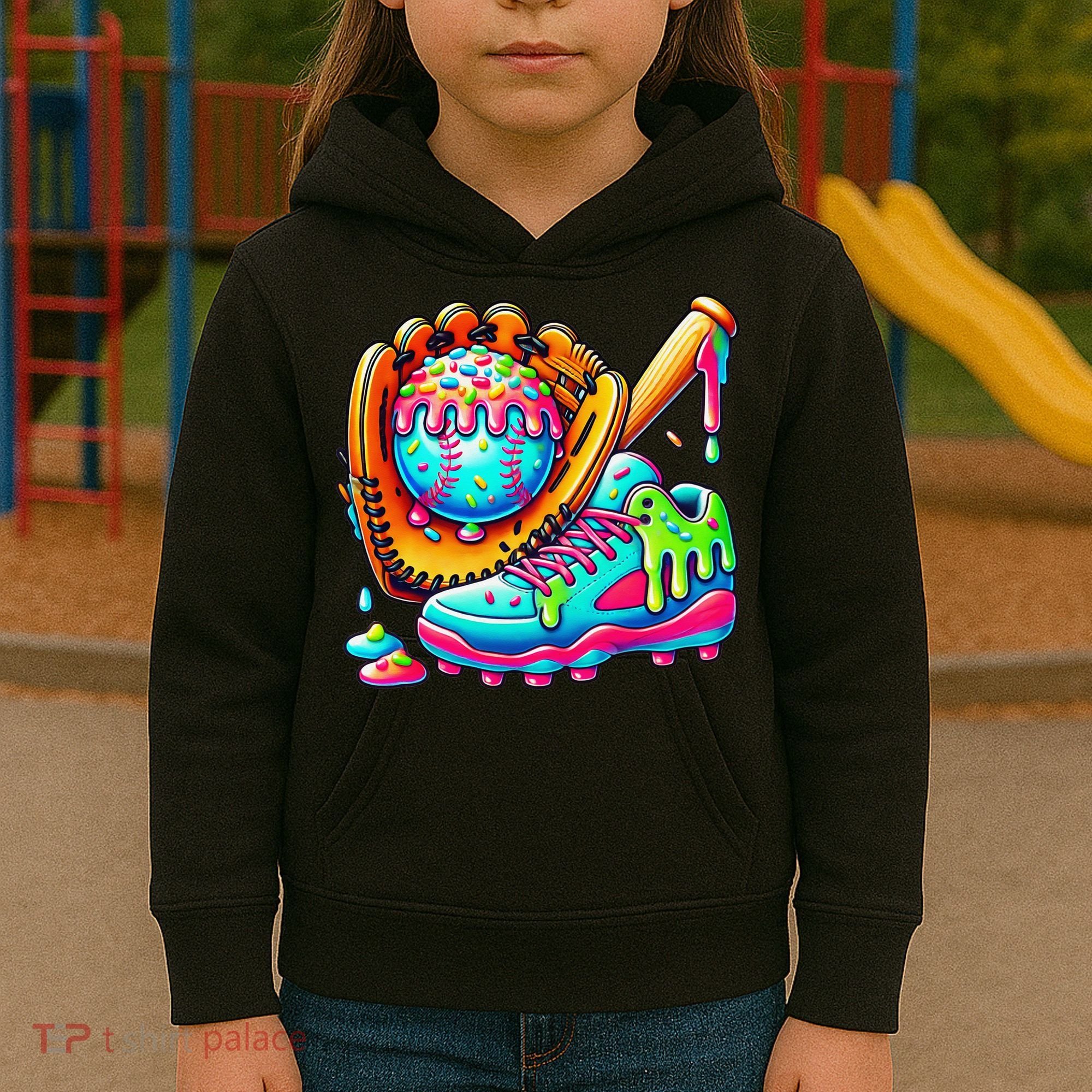 Ice Cream Drip Baseball Stuff Baseball Drip For Graphic Kids Hoodie