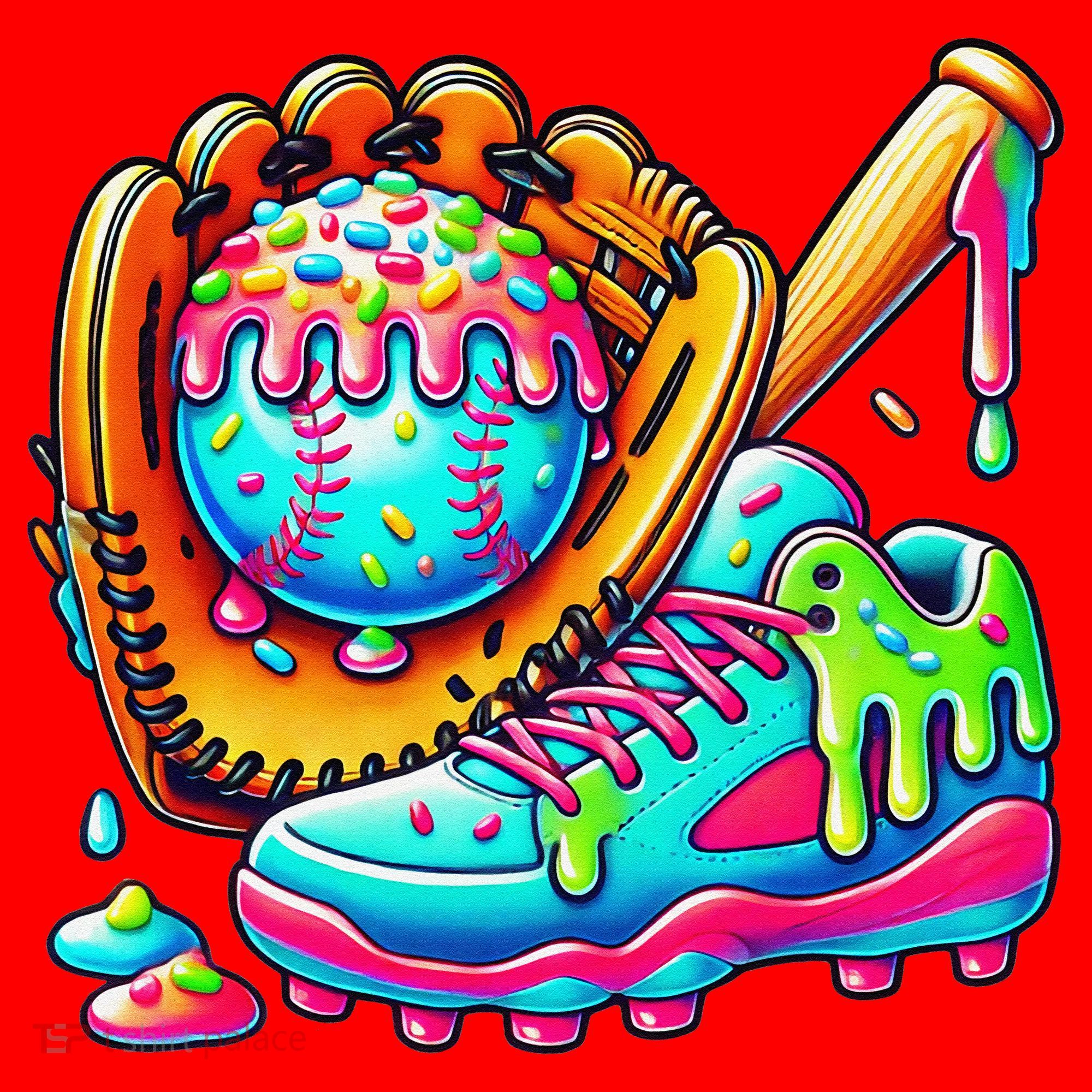 Ice Cream Drip Baseball Stuff Baseball Drip For Graphic Santa Hat