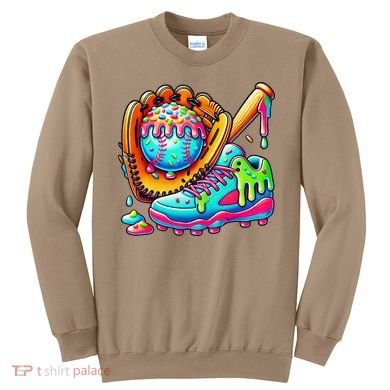 Ice Cream Drip Baseball Stuff Baseball Drip For Graphic Sweatshirt
