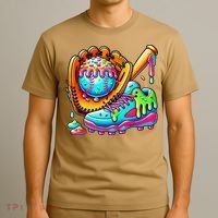 Ice Cream Drip Baseball Stuff Baseball Drip For Graphic T-Shirt thumb 3