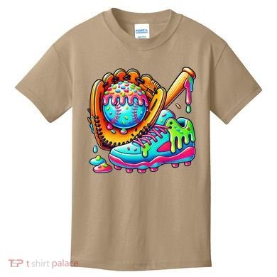 Ice Cream Drip Baseball Stuff Baseball Drip For Graphic Kids T-Shirt