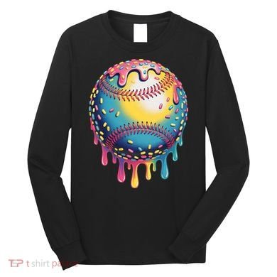 Ice Cream Drip Baseball Stuff Baseball Drip  Long Sleeve Shirt