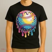 Ice Cream Drip Baseball Stuff Baseball Drip  T-Shirt thumb 3