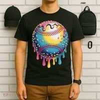 Ice Cream Drip Baseball Stuff Baseball Drip  T-Shirt thumb 6