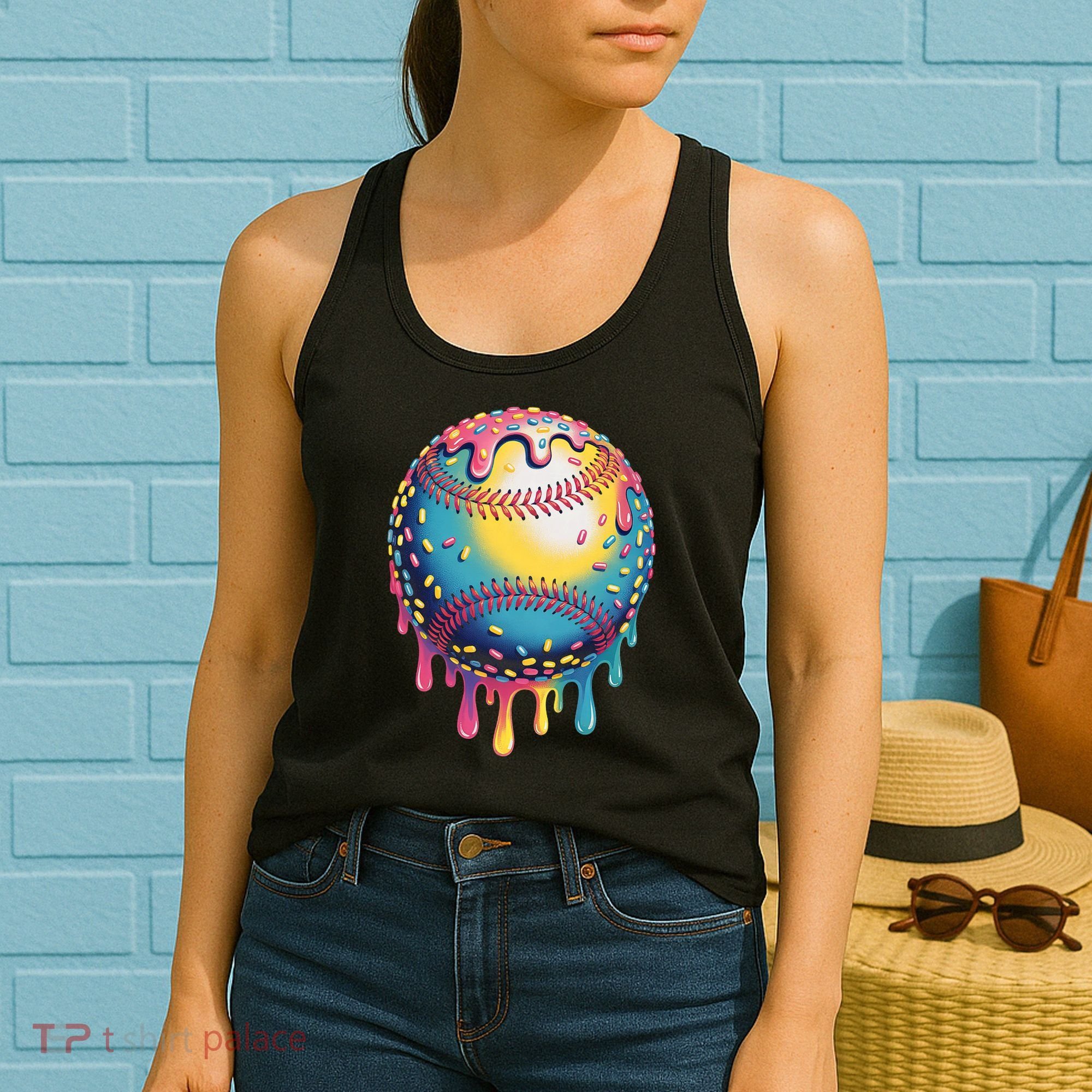 Ice Cream Drip Baseball Stuff Baseball Drip  Women's Tank Top