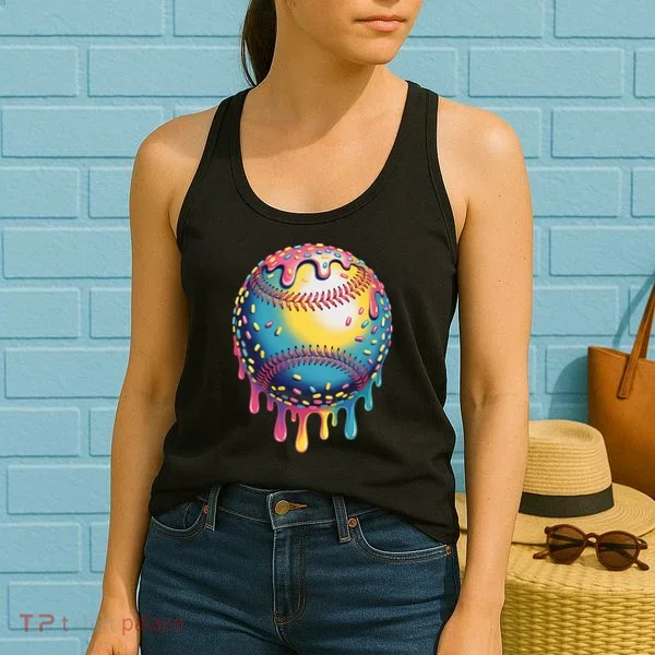 Ice Cream Drip Baseball Stuff Baseball Drip  Women's Tank Top