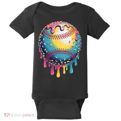 Ice Cream Drip Baseball Stuff Baseball Drip  Baby Bodysuit