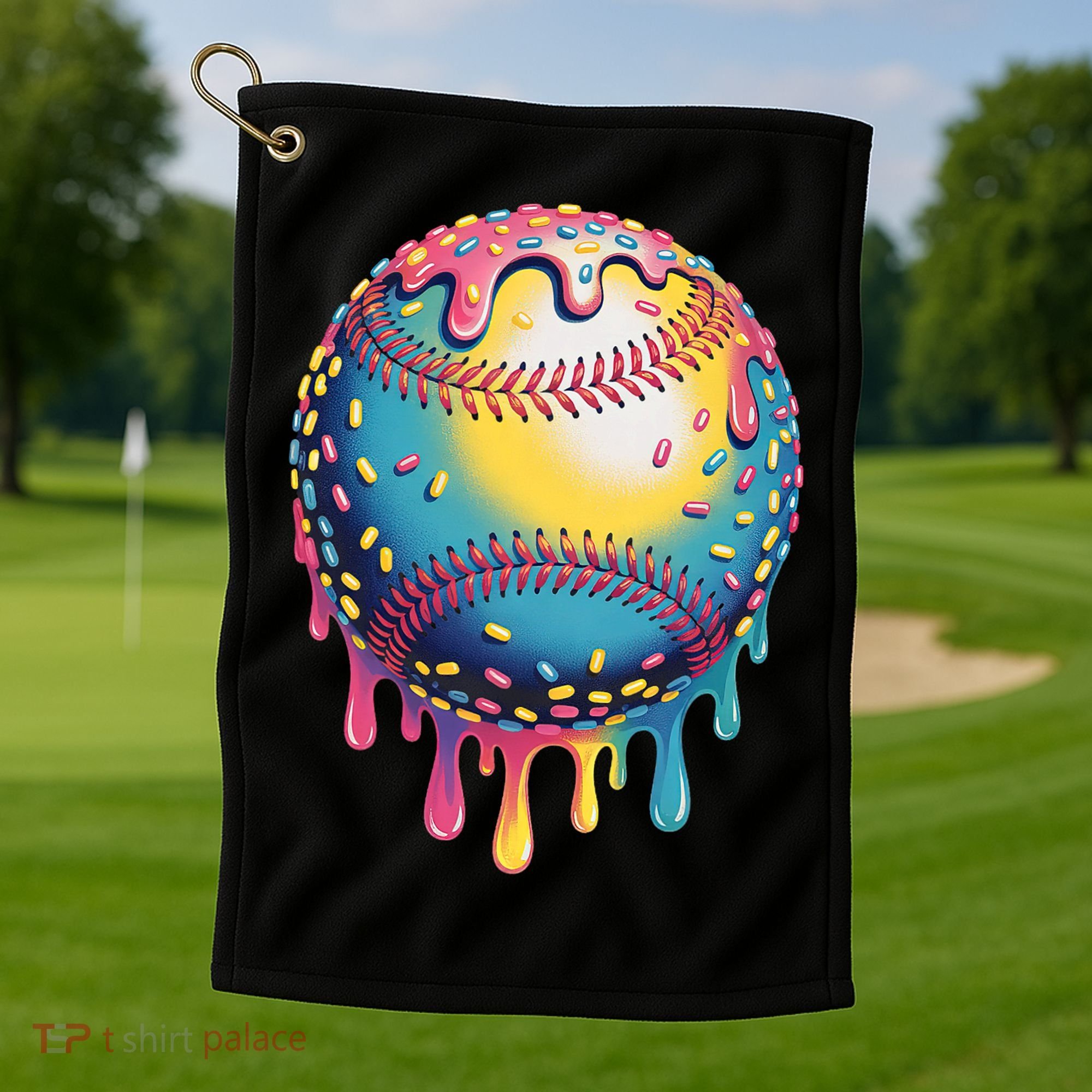 Ice Cream Drip Baseball Stuff Baseball Drip  Golf Towel