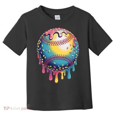 Ice Cream Drip Baseball Stuff Baseball Drip Toddler T-Shirt