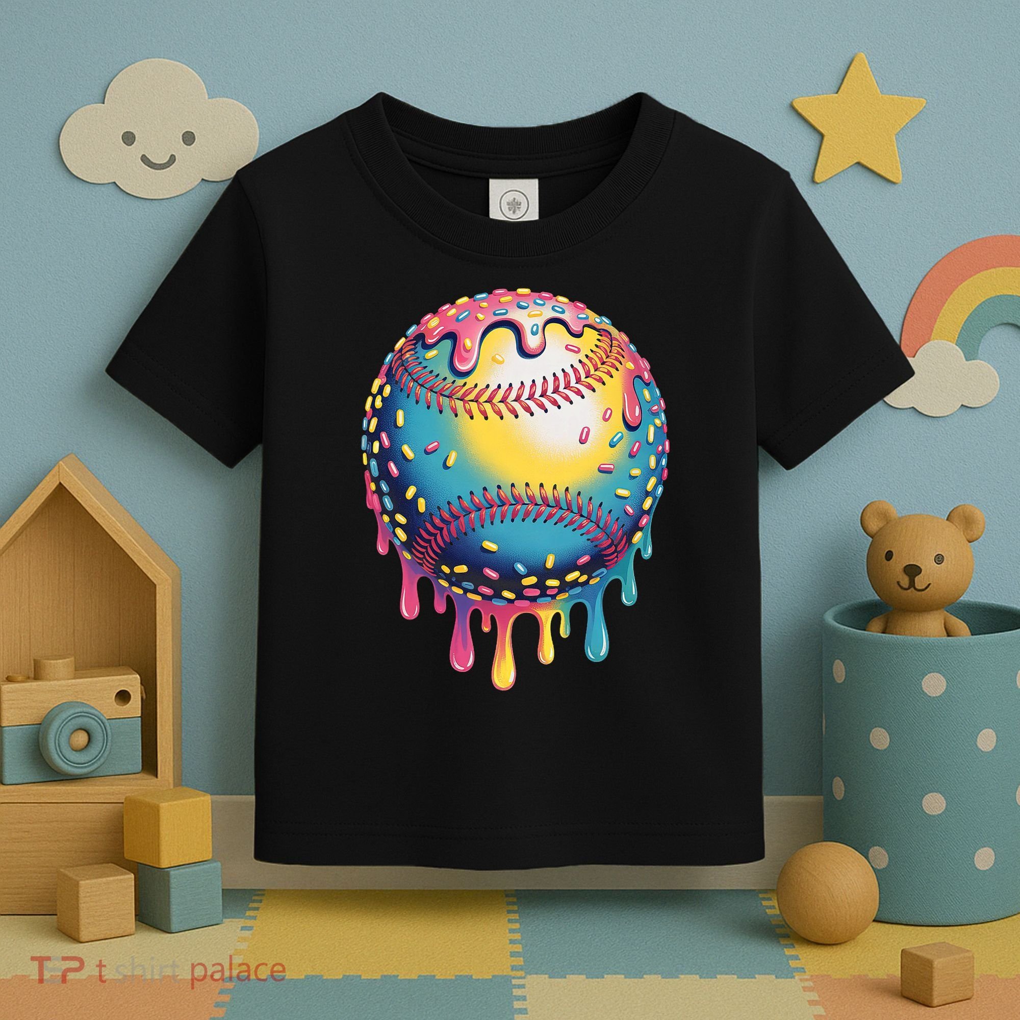 Ice Cream Drip Baseball Stuff Baseball Drip  Toddler T-Shirt