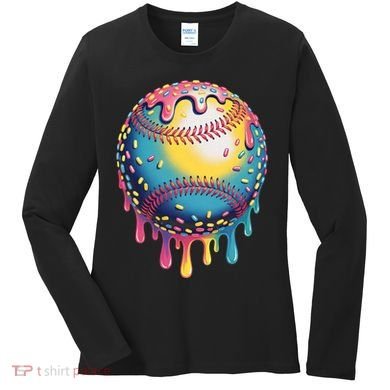 Ice Cream Drip Baseball Stuff Baseball Drip  Women's Long Sleeve Shirt
