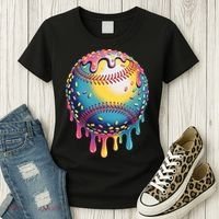 Ice Cream Drip Baseball Stuff Baseball Drip  Women's T-Shirt thumb 3