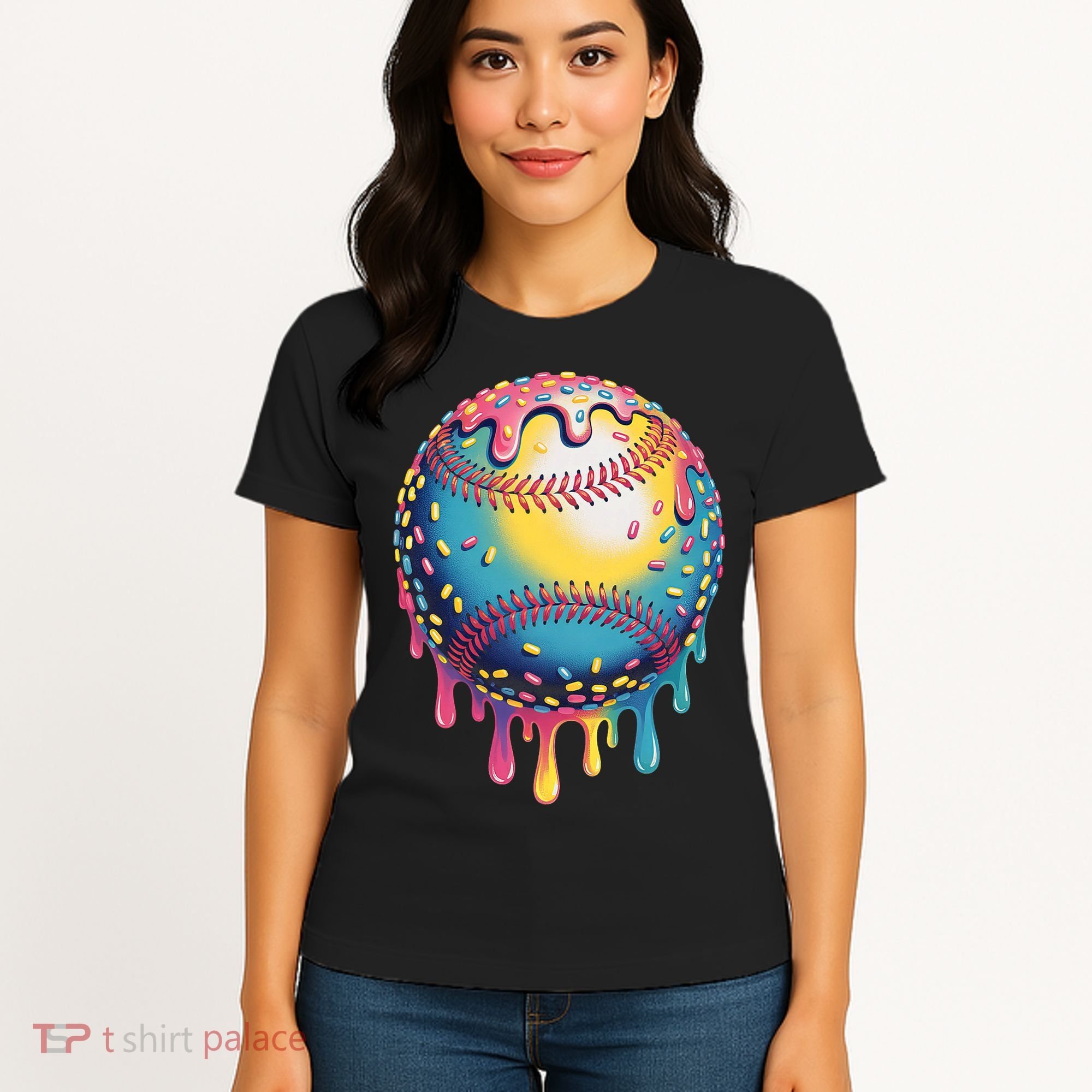 Ice Cream Drip Baseball Stuff Baseball Drip  Women's T-Shirt