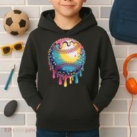 Ice Cream Drip Baseball Stuff Baseball Drip  Kids Hoodie thumb 2