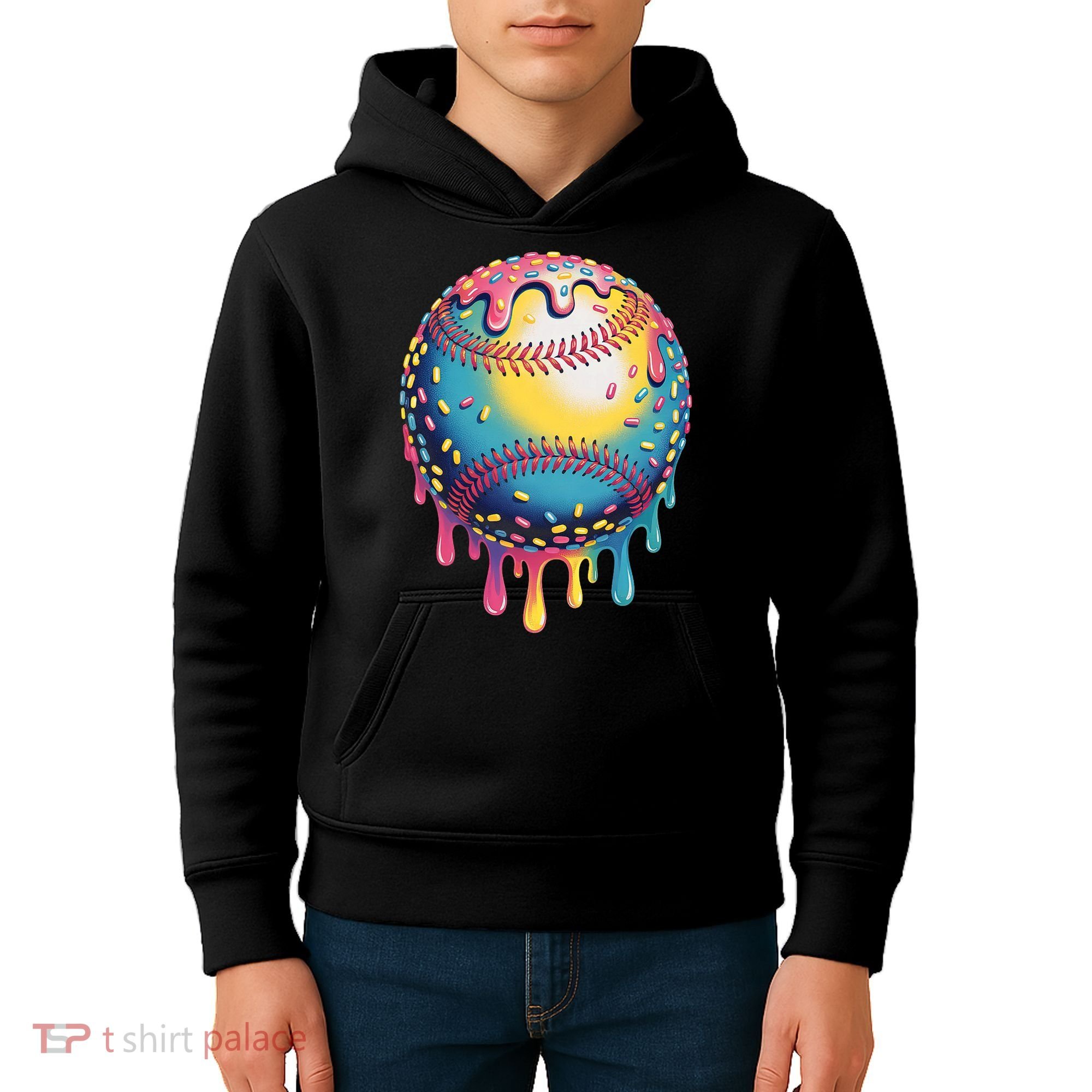 Ice Cream Drip Baseball Stuff Baseball Drip  Kids Hoodie