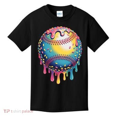 Ice Cream Drip Baseball Stuff Baseball Drip  Kids T-Shirt