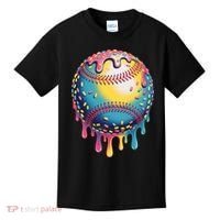 Ice Cream Drip Baseball Stuff Baseball Drip  Kids T-Shirt thumb 0