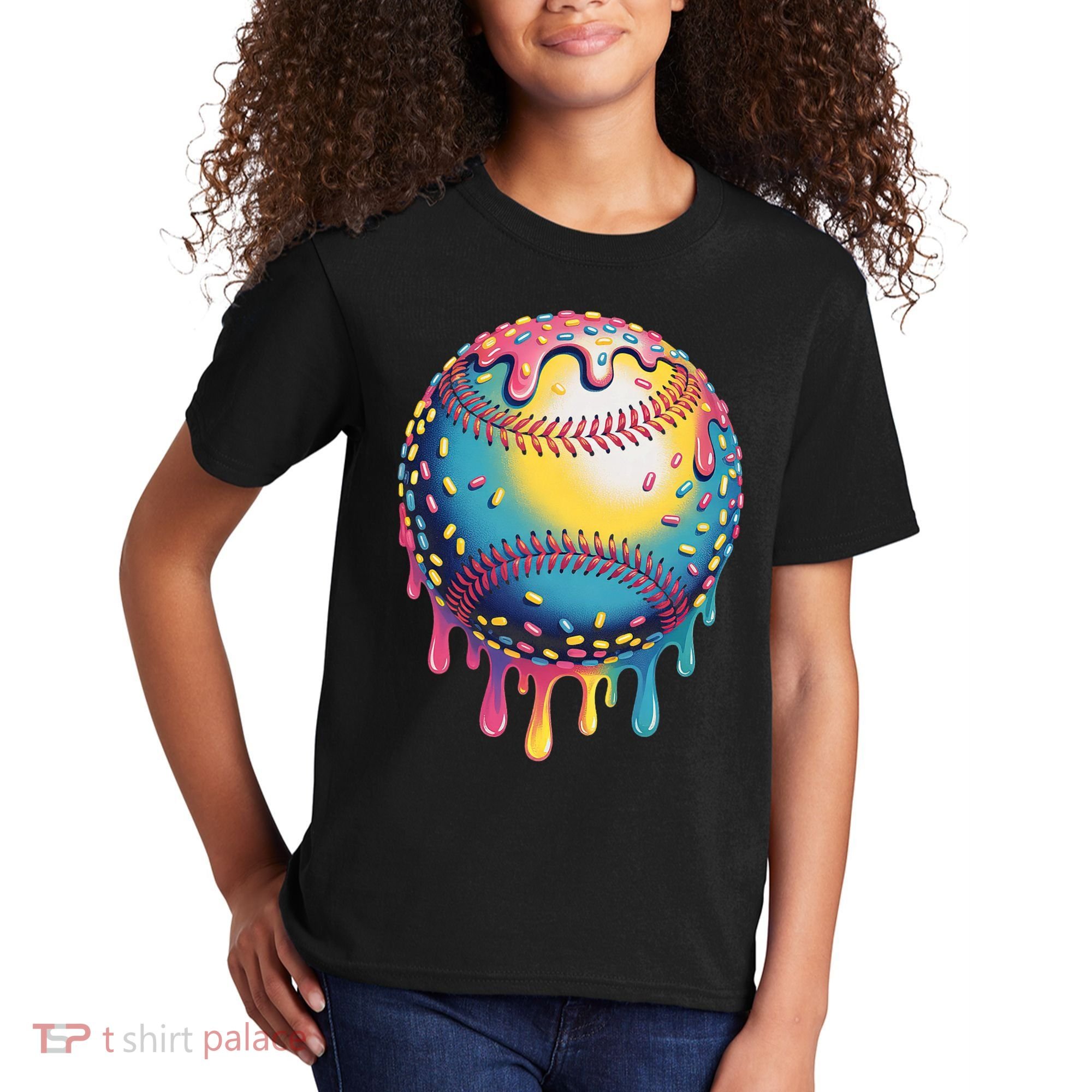 Ice Cream Drip Baseball Stuff Baseball Drip  Kids T-Shirt