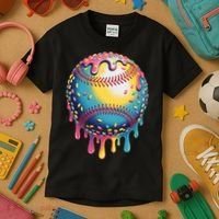 Ice Cream Drip Baseball Stuff Baseball Drip  Kids T-Shirt thumb 3