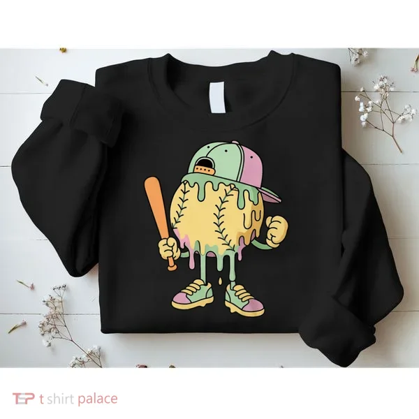 Ice Cream Drip Baseball Spots Retro Sweatshirt