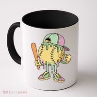 Ice Cream Drip Baseball Spots Retro Coffee Mug thumb 0